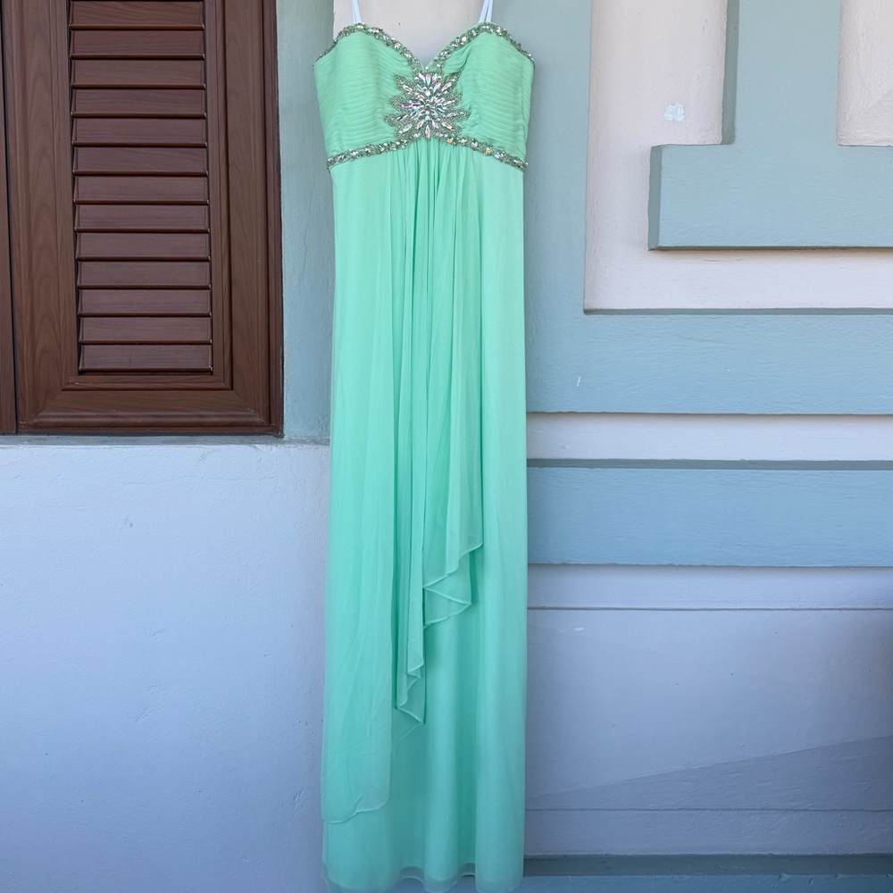 XScape Prom 2015 NWT Seafoam Green Beaded Sweetheart Neckline Gown Prom - Picture 2 of 6
